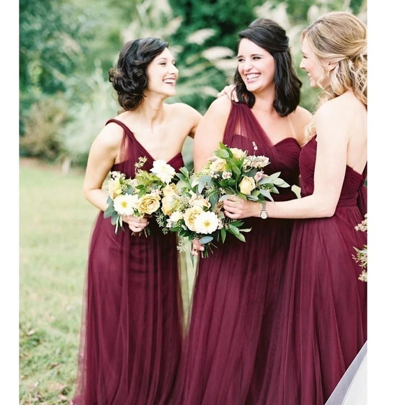 Jenny Yoo Black Cherry Tulle Annabelle Feminine Bridesmaid Dress - Picture 4 of 16